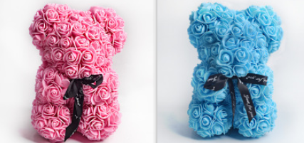 Cadeau de la Saint-Valentin Ours Rose Fleur Éternelle Ours en Peluche Rose Ours en Mousse PE 25 cm Saint Valentin