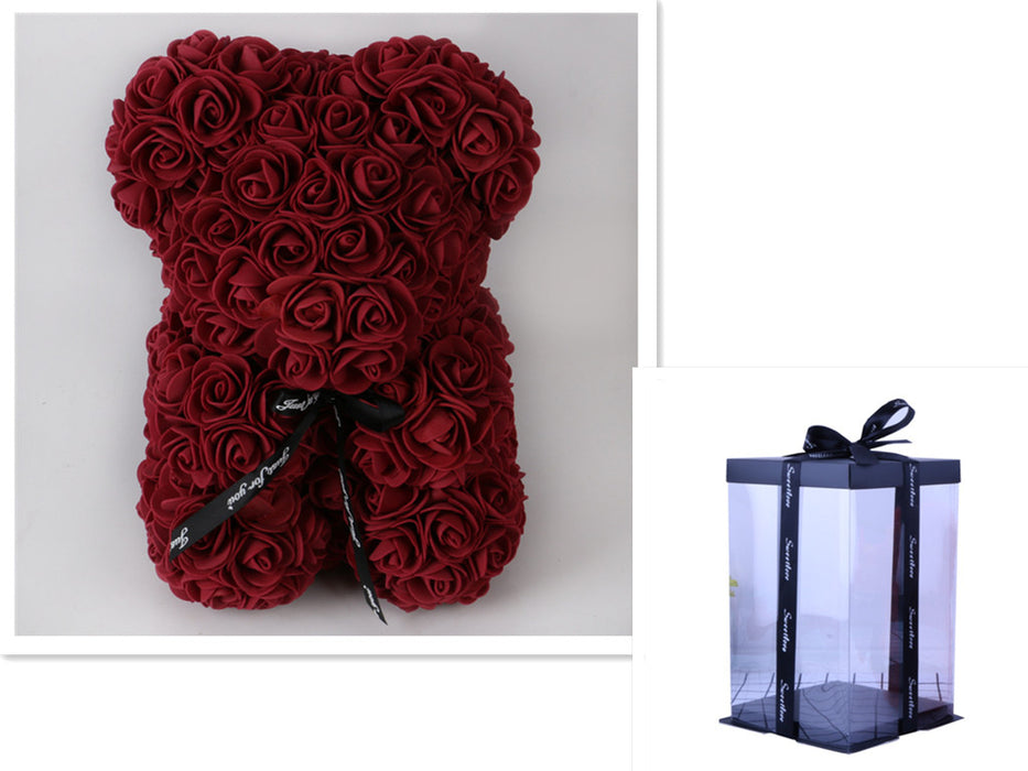 Cadeau de la Saint-Valentin Ours Rose Fleur Éternelle Ours en Peluche Rose Ours en Mousse PE 25 cm Saint Valentin
