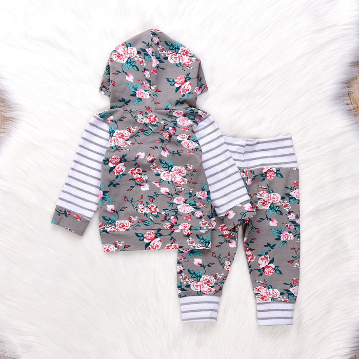 Vestito a righe floreali per neonata