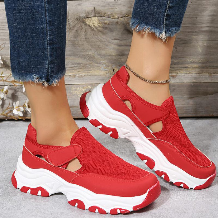 Scarpe sportive in mesh Scarpe da corsa preppy alla moda da donna con tacco piatto e punta tonda
