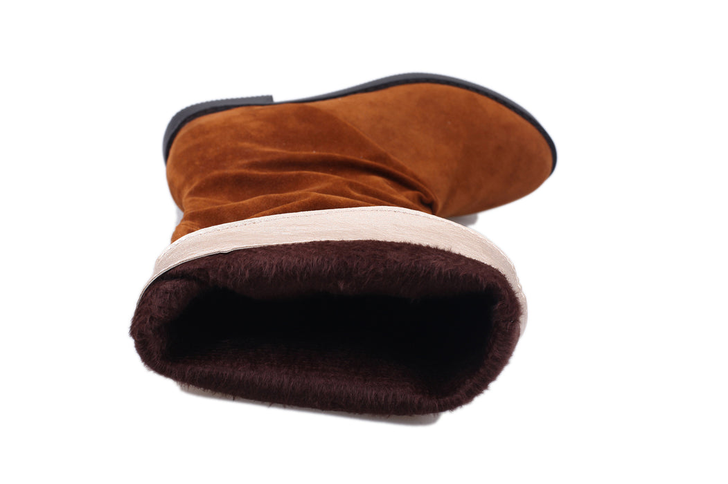Pure Color Inner Heightening And Fleece Boots