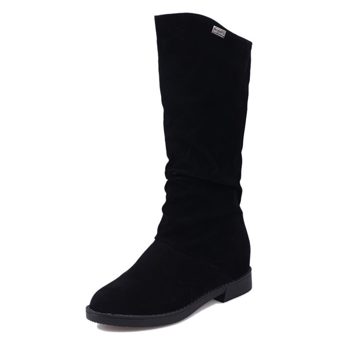 Pure Color Inner Heightening And Fleece Boots