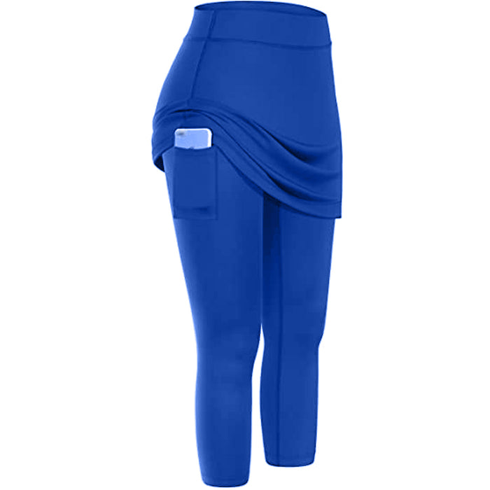 Leggings con gonna da tennis da donna Tasche Sport elastici Yoga Capris Gonne Legging