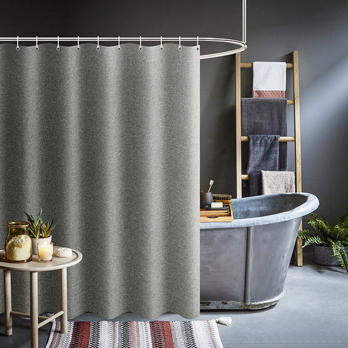 Cortinas de chuveiro cinza grossas, imitação de tecido de linho, à prova d'água, para banheira, banheiro, grande, moderna, capa de banho