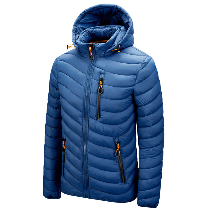 Men's Cotton-Padded Jacket With Hooded Removable Cap