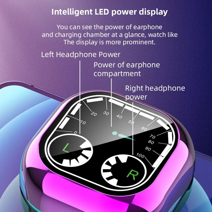 Novo s6 se respiração luz tempo display digital tws5.0 fone de ouvido bluetooth