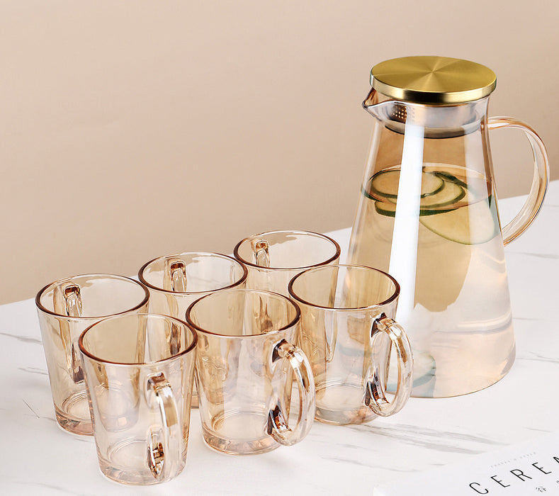 Brown Glass With Light Luxury Color Drinking Cup Female Summer Heat-resistant Tea Cup Kettle Living Room Household Set