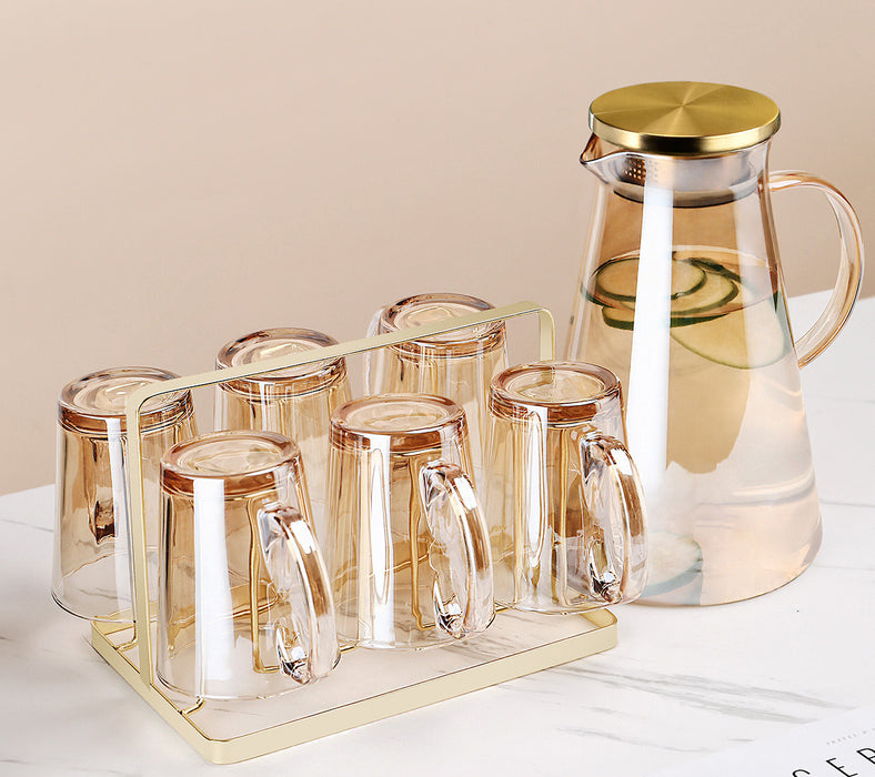 Brown Glass With Light Luxury Color Drinking Cup Female Summer Heat-resistant Tea Cup Kettle Living Room Household Set