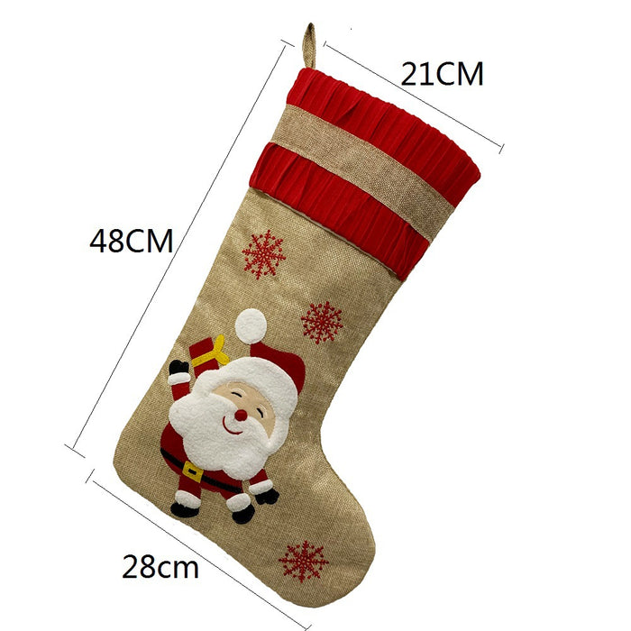 Snowman Old man deer snowflake linen Christmas stockings