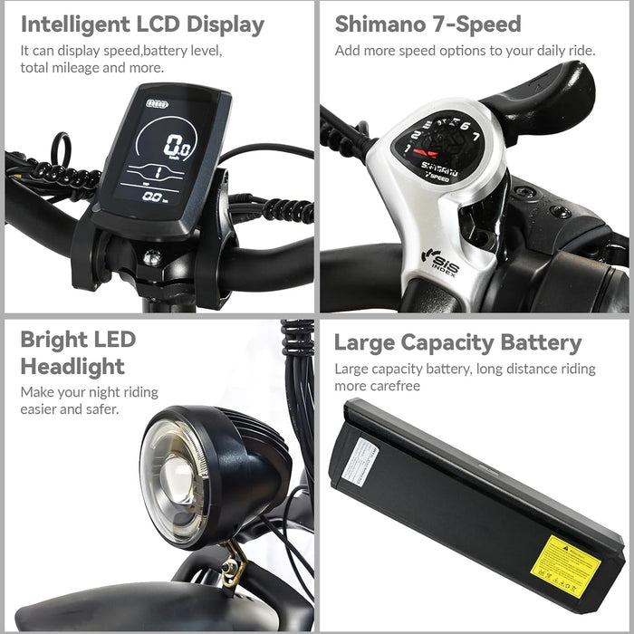 Bicicleta elétrica para adultos, moto de neve, bicicleta com pneu grosso de 20 x 4 polegadas, bicicleta elétrica com motor de 500 W, bicicleta elétrica de montanha de 25 MPH