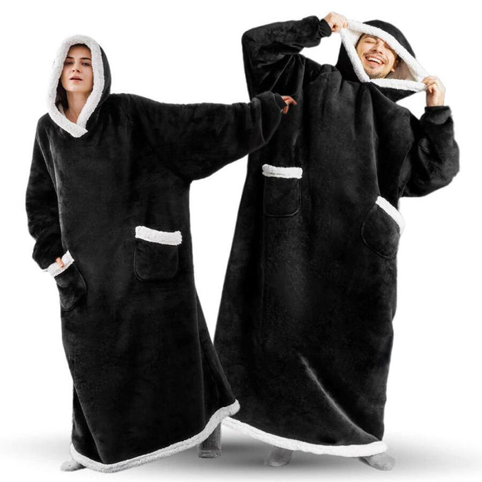 Couverture à capuche TV d'hiver, vêtements chauds pour la maison, pull surdimensionné avec poches pour femmes et hommes