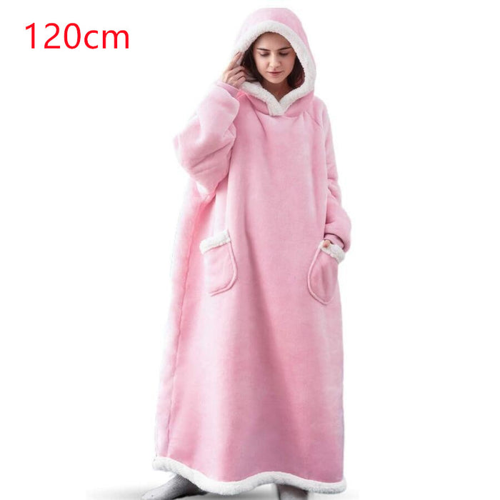 Couverture à capuche TV d'hiver, vêtements chauds pour la maison, pull surdimensionné avec poches pour femmes et hommes