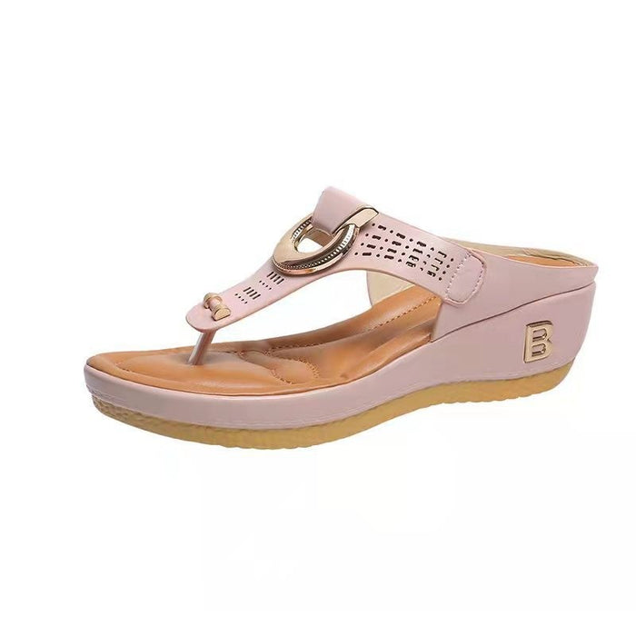 Tongs sandales femmes talons hauts chaussures compensées tongs en métal diapositives décoratives pantoufles