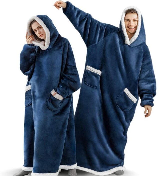 Couverture à capuche TV d'hiver, vêtements chauds pour la maison, pull surdimensionné avec poches pour femmes et hommes