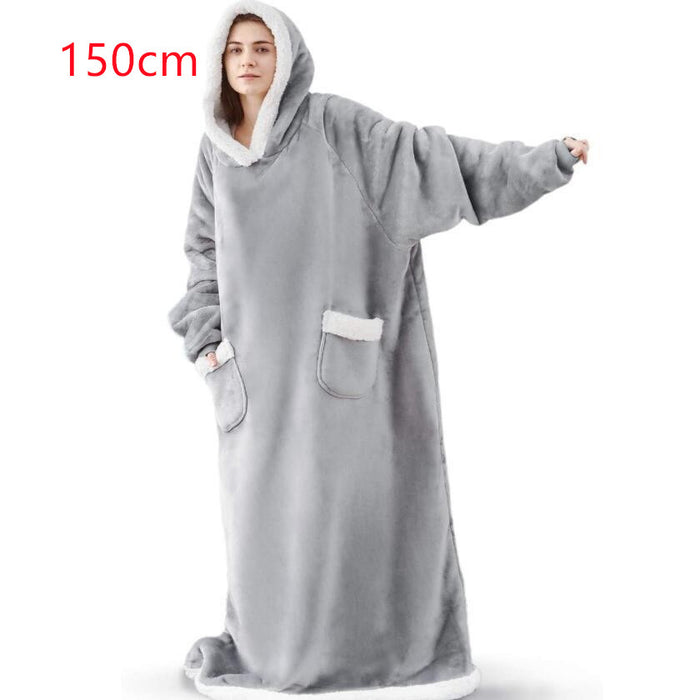Couverture à capuche TV d'hiver, vêtements chauds pour la maison, pull surdimensionné avec poches pour femmes et hommes