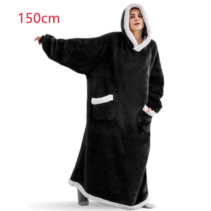 Couverture à capuche TV d'hiver, vêtements chauds pour la maison, pull surdimensionné avec poches pour femmes et hommes