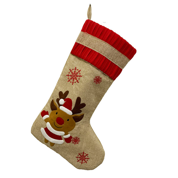 Snowman Old man deer snowflake linen Christmas stockings