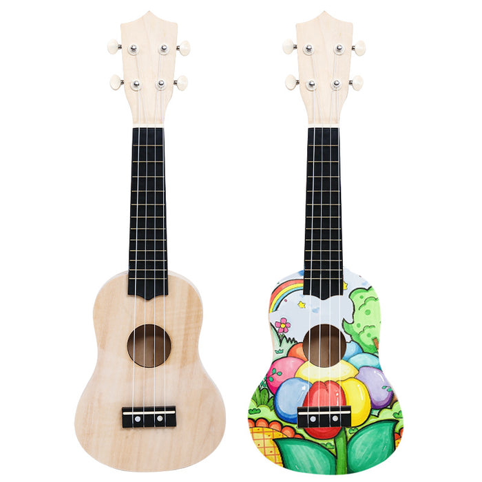 Ukulélé bricolage petite guitare Kit de matériel fait à la main peint