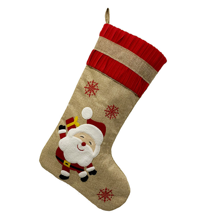 Snowman Old man deer snowflake linen Christmas stockings