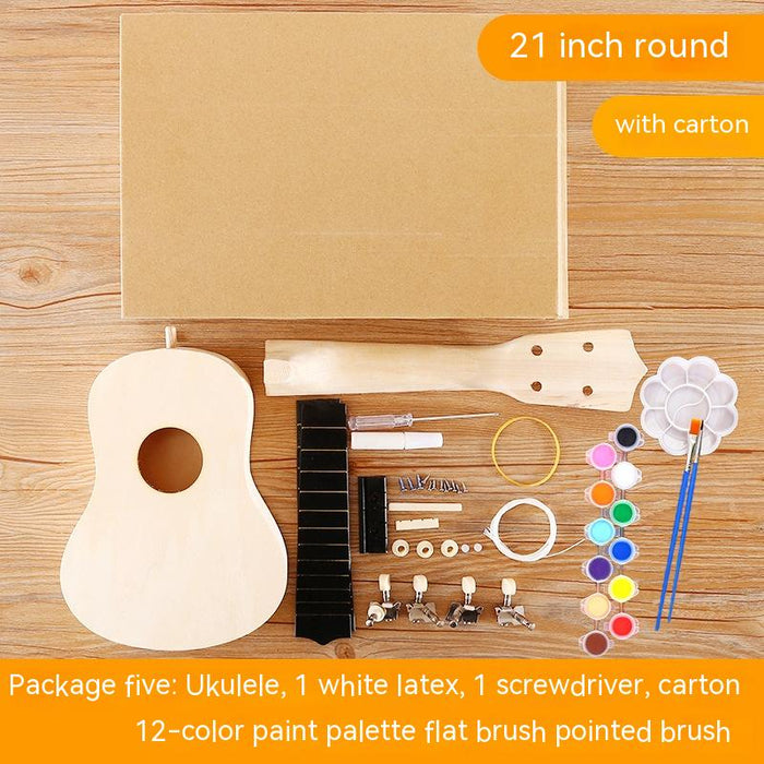 Ukulélé bricolage petite guitare Kit de matériel fait à la main peint