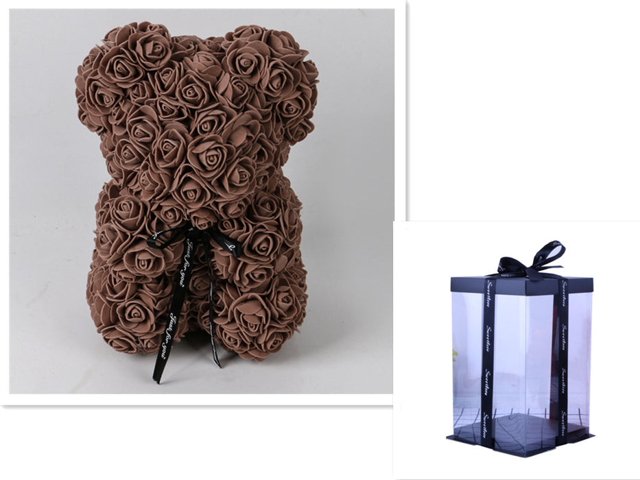 Cadeau de la Saint-Valentin Ours Rose Fleur Éternelle Ours en Peluche Rose Ours en Mousse PE 25 cm Saint Valentin