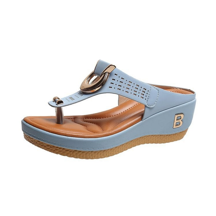 Tongs sandales femmes talons hauts chaussures compensées tongs en métal diapositives décoratives pantoufles