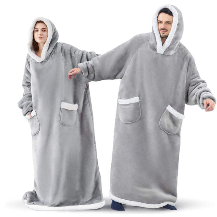 Couverture à capuche TV d'hiver, vêtements chauds pour la maison, pull surdimensionné avec poches pour femmes et hommes