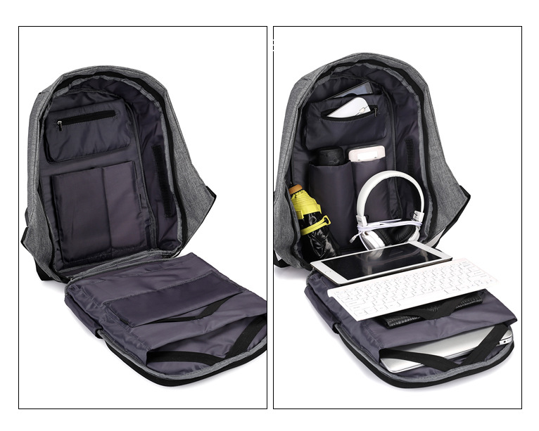 Borsa zaino multifunzionale per computer portatile con ricarica USB resistente all'acqua