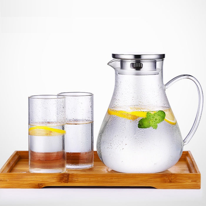 1.9L Heated Glass Water Jar Tea Jar Juice Container Beverage Dispenser Anti-Explosion Drink Kettle