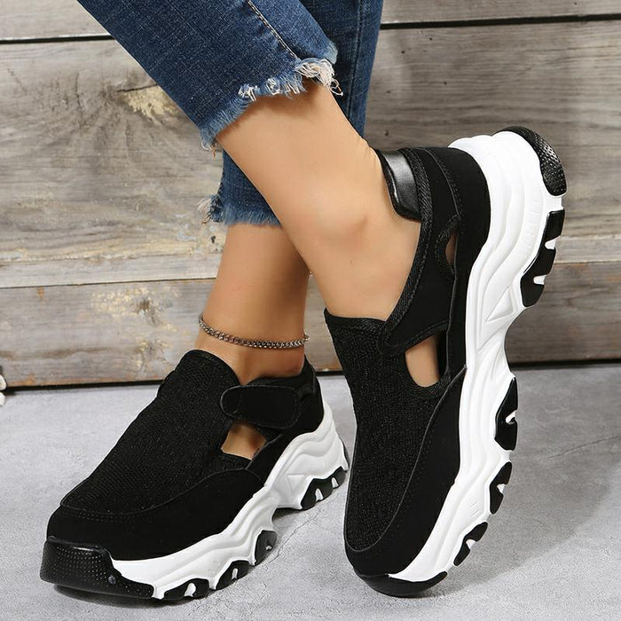 Scarpe sportive in mesh Scarpe da corsa preppy alla moda da donna con tacco piatto e punta tonda