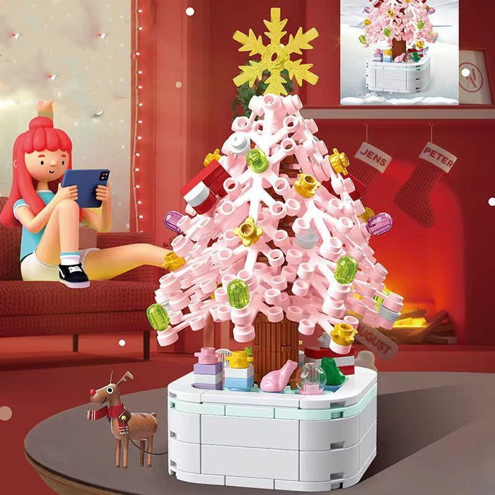 Jouet d'assemblage de bloc de construction de boîte à musique d'arbre de noël