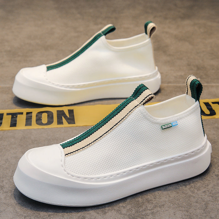 Mocassins en maille respirante tissés volants assortis avec tout, chaussures de Skate simples à semelles épaisses à la mode pour hommes