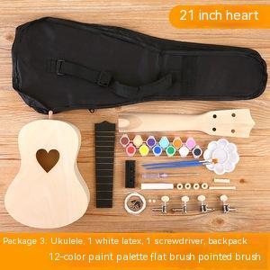 Ukulélé bricolage petite guitare Kit de matériel fait à la main peint