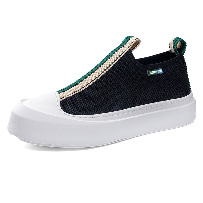 Mocassins en maille respirante tissés volants assortis avec tout, chaussures de Skate simples à semelles épaisses à la mode pour hommes