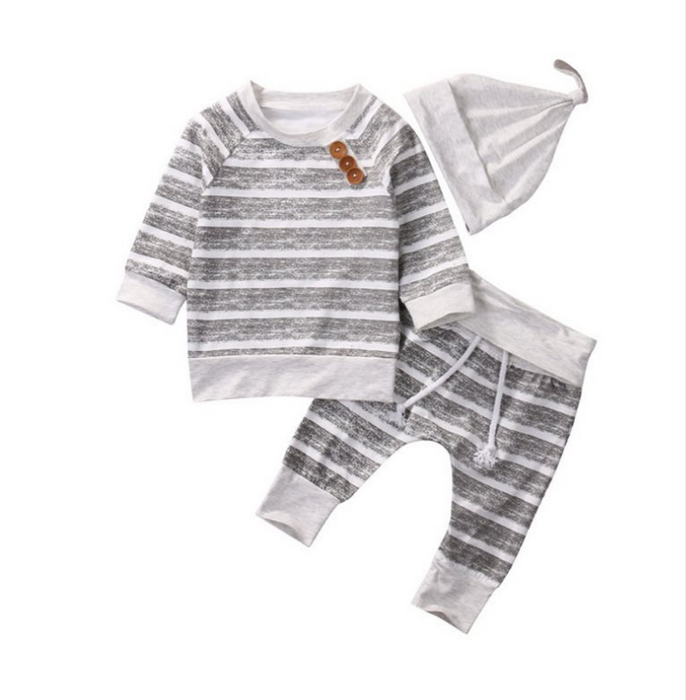 Baby Set striped print casual three-pieces set