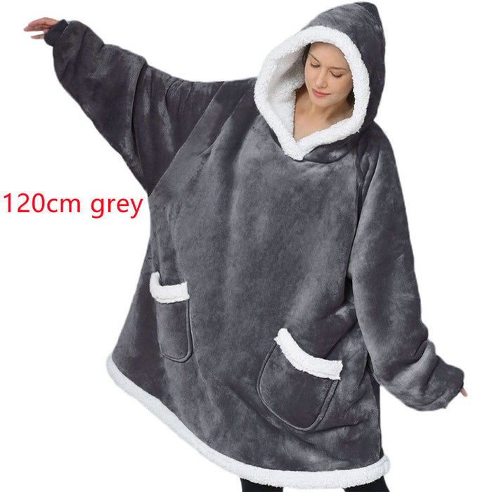 Couverture à capuche TV d'hiver, vêtements chauds pour la maison, pull surdimensionné avec poches pour femmes et hommes