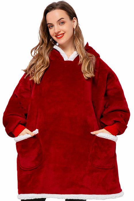 Couverture à capuche TV d'hiver, vêtements chauds pour la maison, pull surdimensionné avec poches pour femmes et hommes