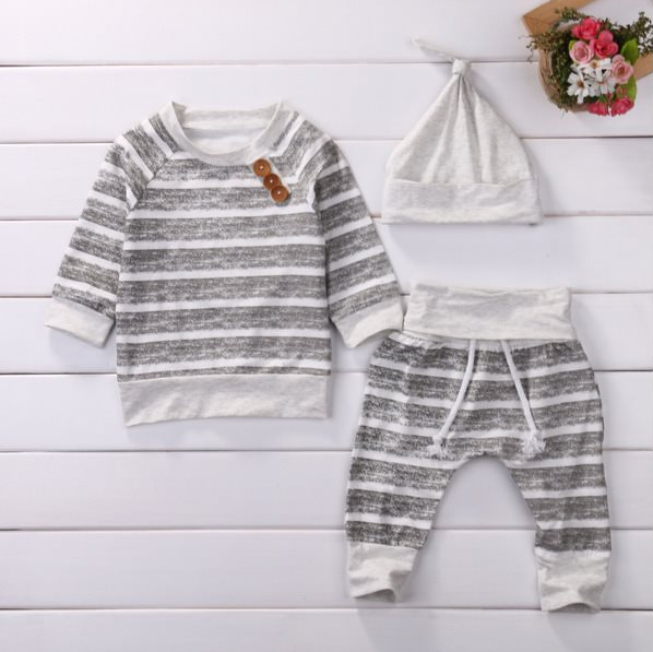 Baby Set striped print casual three-pieces set