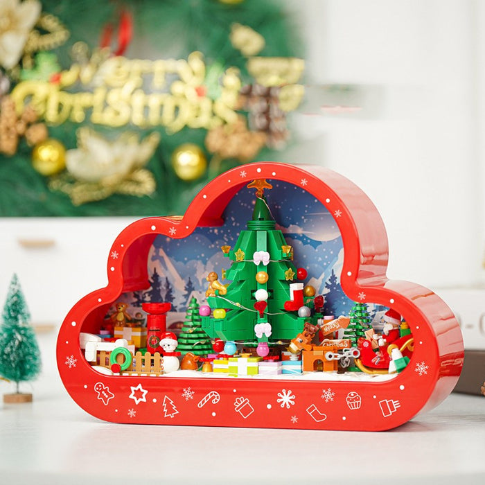 Natal novo estilo montado bloco de construção brinquedos nuvem noite lâmpada espelhos decorativos quadro luzes mesa led criativo quarto artesanal presentes aniversário