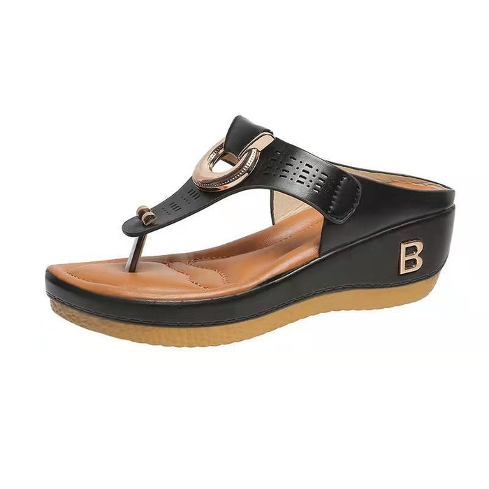 Tongs sandales femmes talons hauts chaussures compensées tongs en métal diapositives décoratives pantoufles