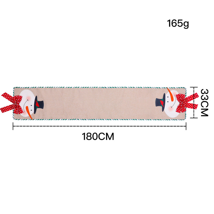 Cross Border New Christmas Linen Embroidery Table Runner For The Elderly