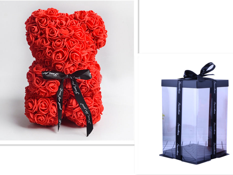 Cadeau de la Saint-Valentin Ours Rose Fleur Éternelle Ours en Peluche Rose Ours en Mousse PE 25 cm Saint Valentin