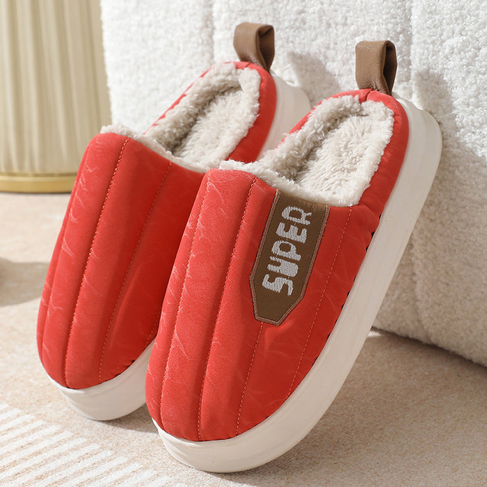 Zapatillas de casa a rayas, impermeables, suela gruesa, antideslizantes, pantuflas de felpa cálidas para interiores, zapatos de casa para mujeres, hombres, parejas, otoño e invierno