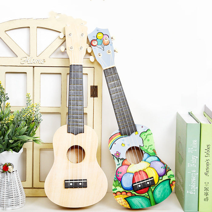 Ukulélé bricolage petite guitare Kit de matériel fait à la main peint