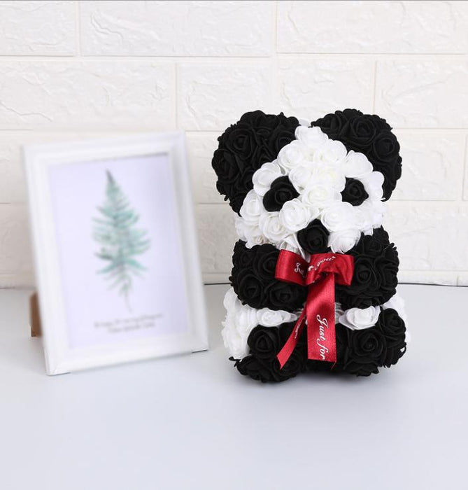 Cadeau de la Saint-Valentin Ours Rose Fleur Éternelle Ours en Peluche Rose Ours en Mousse PE 25 cm Saint Valentin