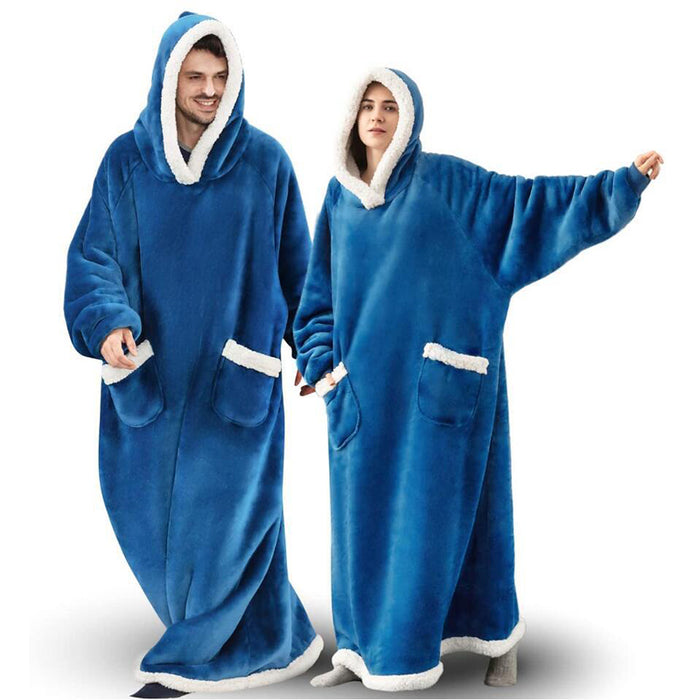 Couverture à capuche TV d'hiver, vêtements chauds pour la maison, pull surdimensionné avec poches pour femmes et hommes