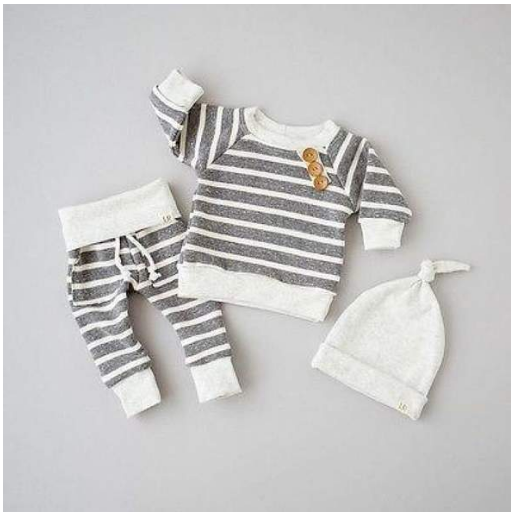 Baby Set striped print casual three-pieces set