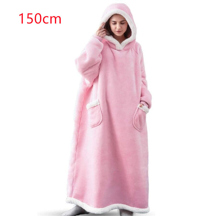 Couverture à capuche TV d'hiver, vêtements chauds pour la maison, pull surdimensionné avec poches pour femmes et hommes