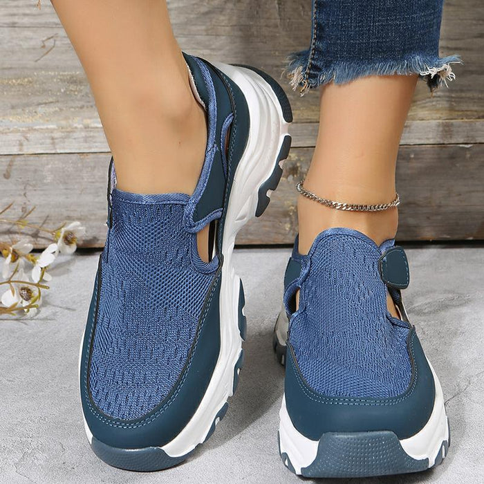 Scarpe sportive in mesh Scarpe da corsa preppy alla moda da donna con tacco piatto e punta tonda