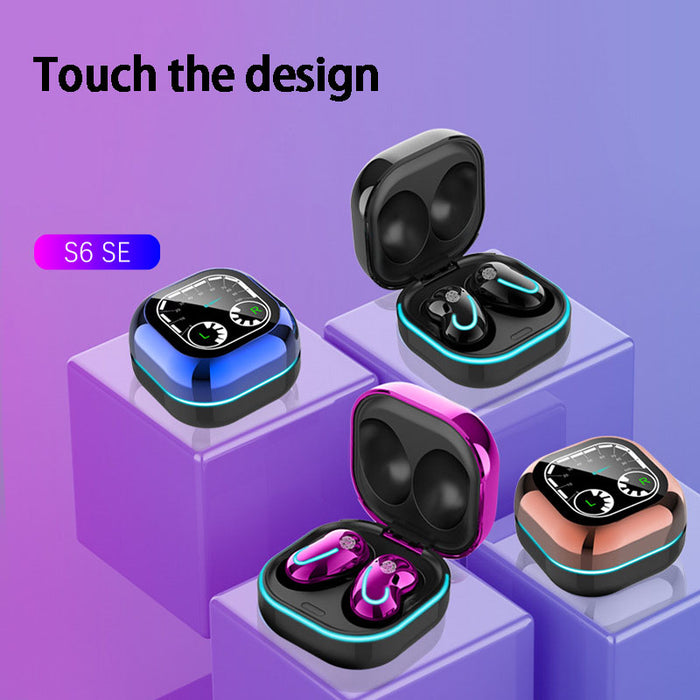 Novo s6 se respiração luz tempo display digital tws5.0 fone de ouvido bluetooth